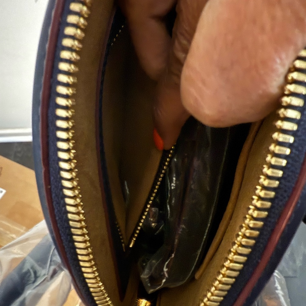 MCM Navy Blue Crossbody Dome Satchel with Gold Hardware - Picture 7 of 7